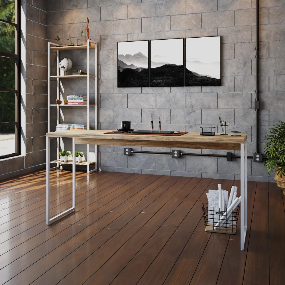 Mesa Dynamica 150x60x75cm Carvalho / Est.branca