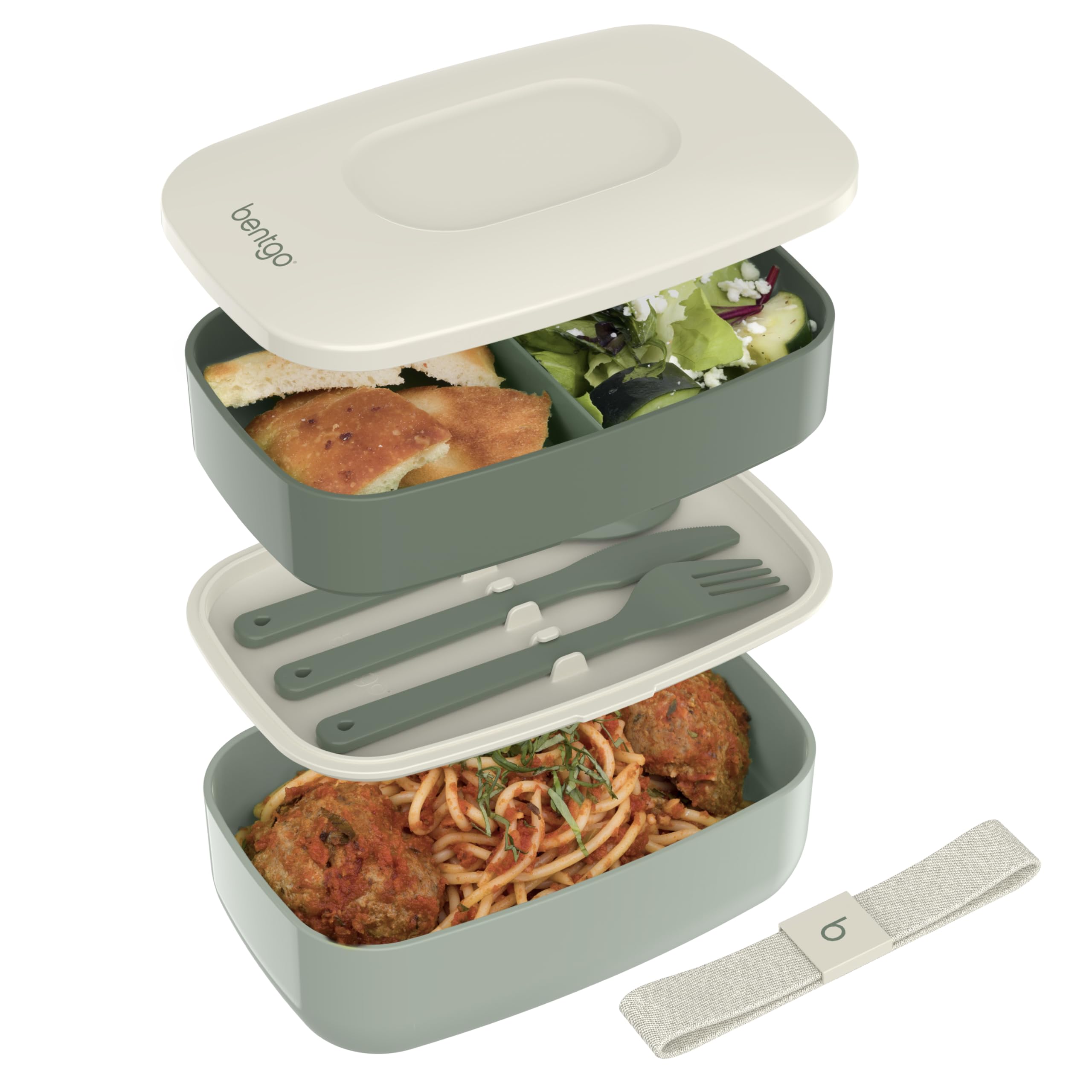 Bento Box Bentgo Classic De 3 Compartimentos Com Conjunto De Utensílios Cáqui