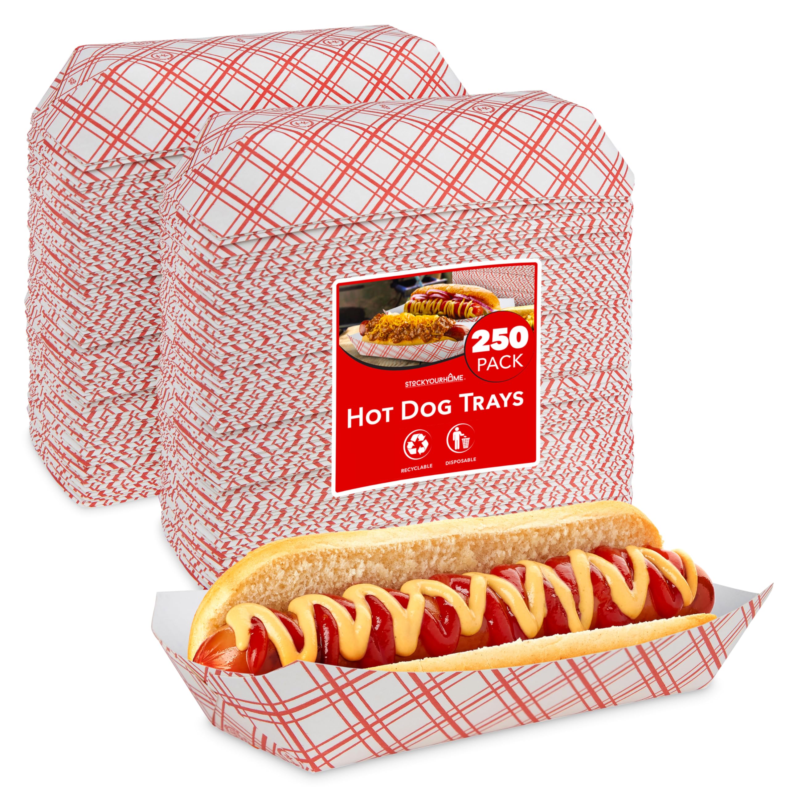 Bandejas De Cachorro-quente Stock Your Home Checkered, Pacote De 250