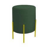 Puff Orgânico Veludo Thor Com Pés De Ferro Dourado Verde Escuro