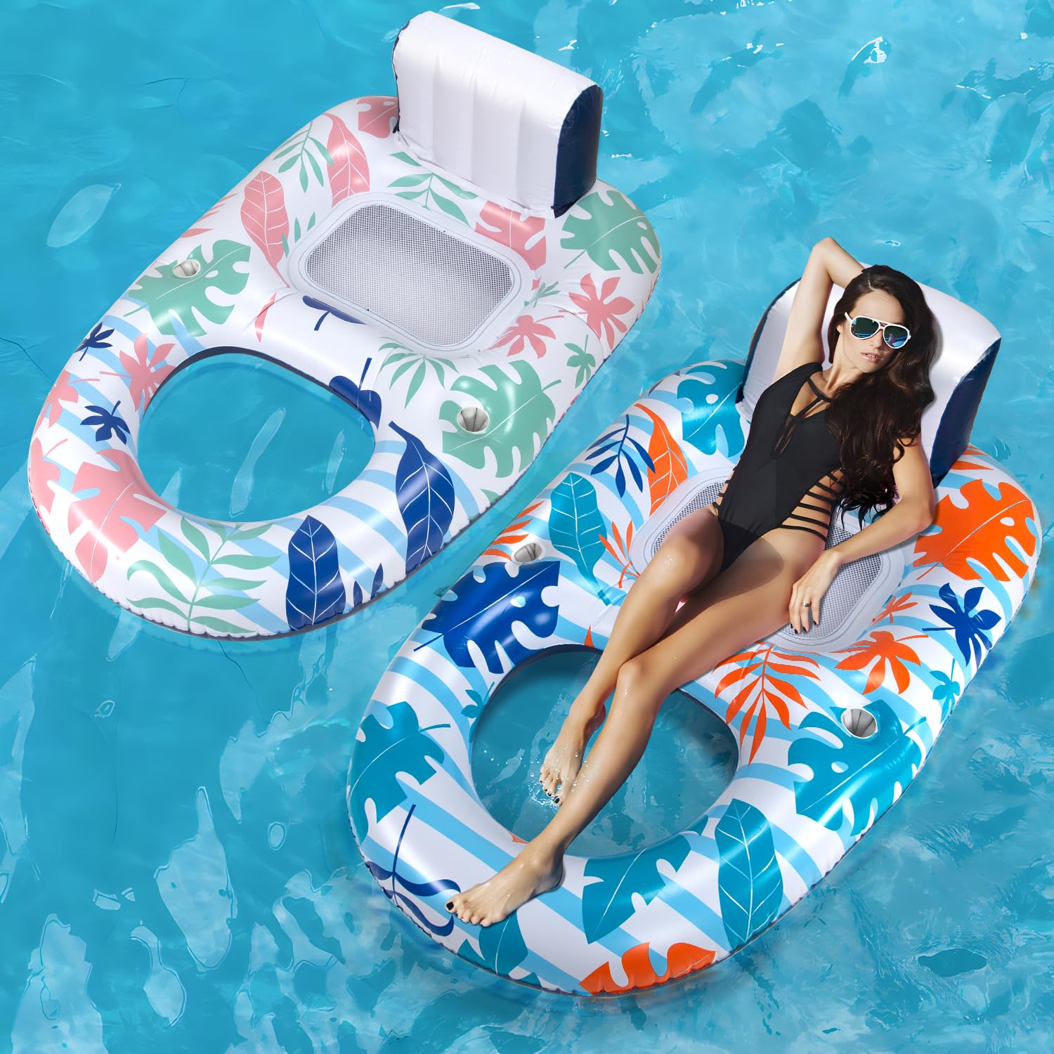 Espreguiçadeira Inflável Pool Floats Ooopsiun Para Adulto (pacote Com 2)