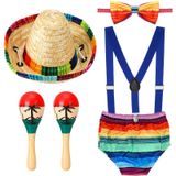 Roupa De Bebê Mexicana De 1º Aniversário De Geyoga Com Rattle &amp; Shakers