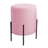 Puff Orgânico Boucle Thor Com Pés De Ferro Preto Rosê