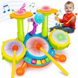 Conjunto De Bateria Qirptey Para Crianças De 1 A 3 Anos Com Bastões E Microfone