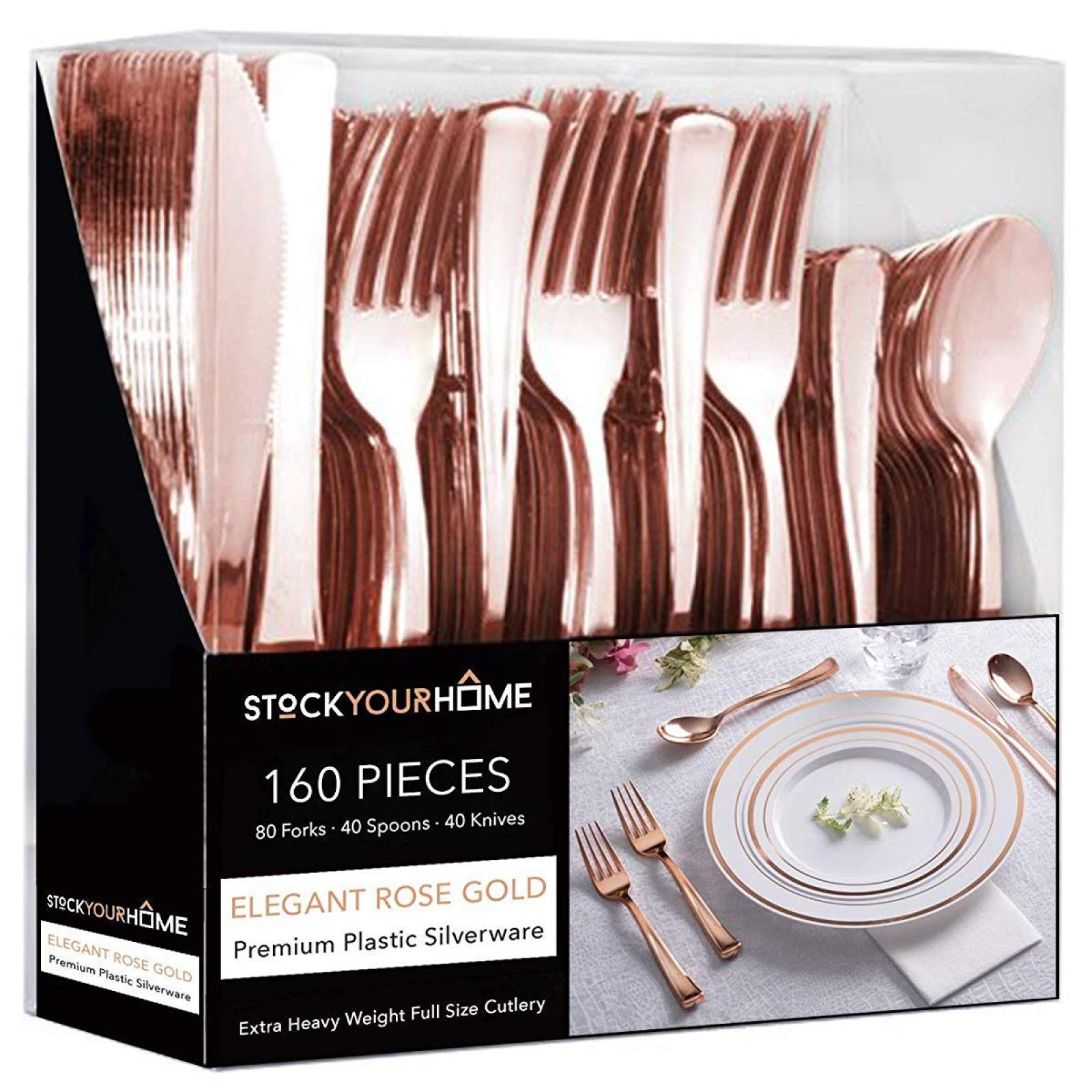 Conjunto De Talheres Descartáveis Stock Your Home Rose Gold, Pacote 160