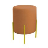 Puff Orgânico Boucle Thor Com Pés De Ferro Dourado Terracota