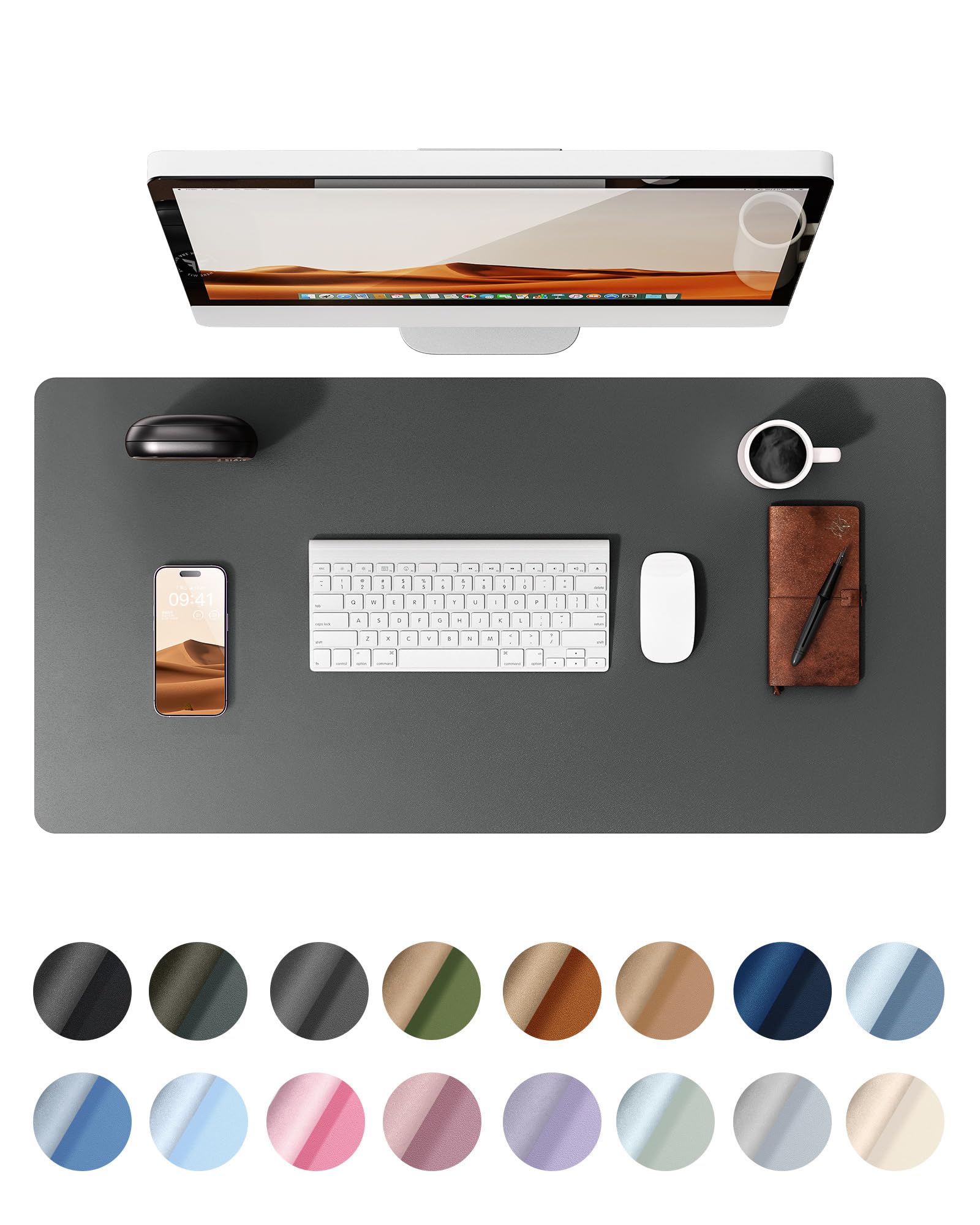 Protetor De Mesa Ysagi Leather Cinza Escuro 80x40cm