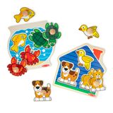 Peixe Puzzle Melissa &amp; Doug Wooden Jumbo Peg, Pacote Com 2 Peixes, 3 Peças Para Animais Domésticos