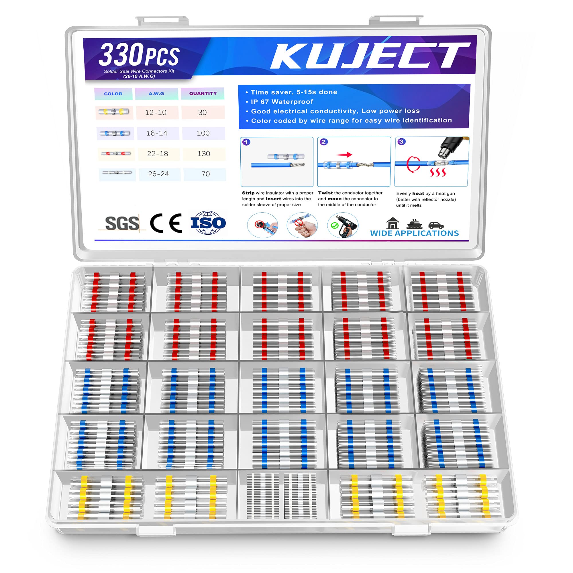 Kit De Conectores De Solda E Vedação Kuject 330pcs