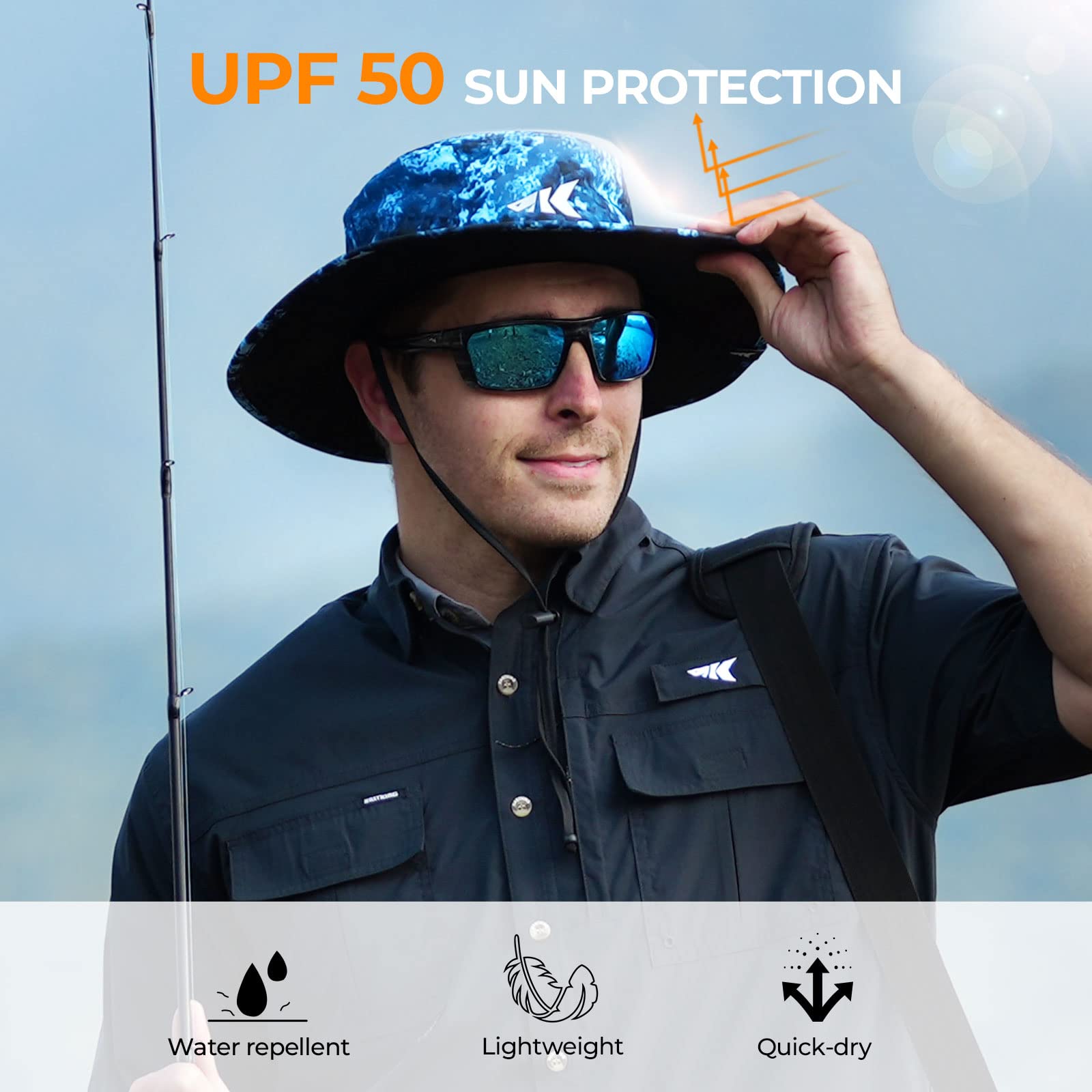 Chapéu Boonie Kastking Sol Armis Upf 50 Espuma De Mar Com Proteção