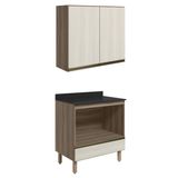 Armario Aereo Balcao Forno 80cm Mdf Kali Carvalho Toq Bianco Toq Nicioli