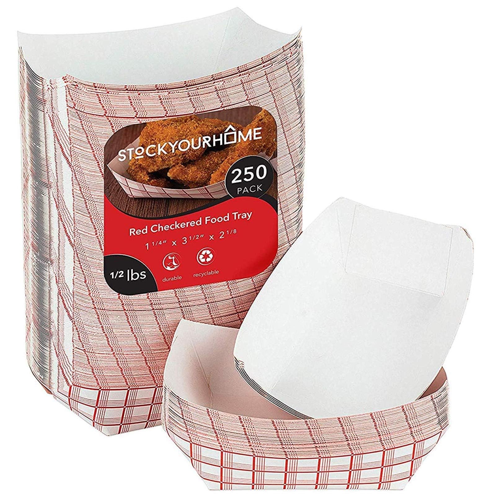 Food Boats Stock Your Home Extra Small, Pacote De 250 Ml, Vermelho E Branco