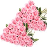 Flores Artificiais Hotop Rose, 40 Unidades Com Caule Longo, Rosa
