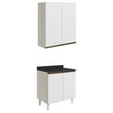 Armario Aereo Balcao 2 Portas 80cm Mdf Kali Bianco Toq Branco Uv Nicioli
