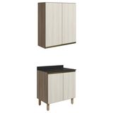 Armario Aereo Balcao 2 Portas 80cm Mdf Kali Carvalho Toq Bianco Toq Nicioli