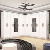 Closet Casal Duplo Rubi Premium 16 Portas C/espelho 8 Gaveta Branco