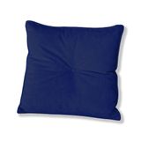 Almofada Quadrada Tina Com Botão Central 50x50 Cm Veludo 7 Decor Azul Marinho