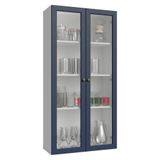 Cristaleira Suspensa 70 Cm 2 Portas De Vidro Vik Madesa Branco/azul