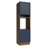Torre Quente 60 Cm 1 Porta 3 Gavetas Rustic/azul Vik Madesa Rustic/azul