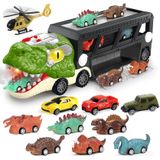 Caminhão Transportador De Dinossauros Com 10 Minicarros Para Crianças De 3 A 7 Anos