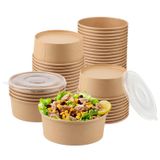 Taças De Papel Belinlen 1065ml, 50 Conjuntos Com Tampas, Papel Kraft De 36 Onças