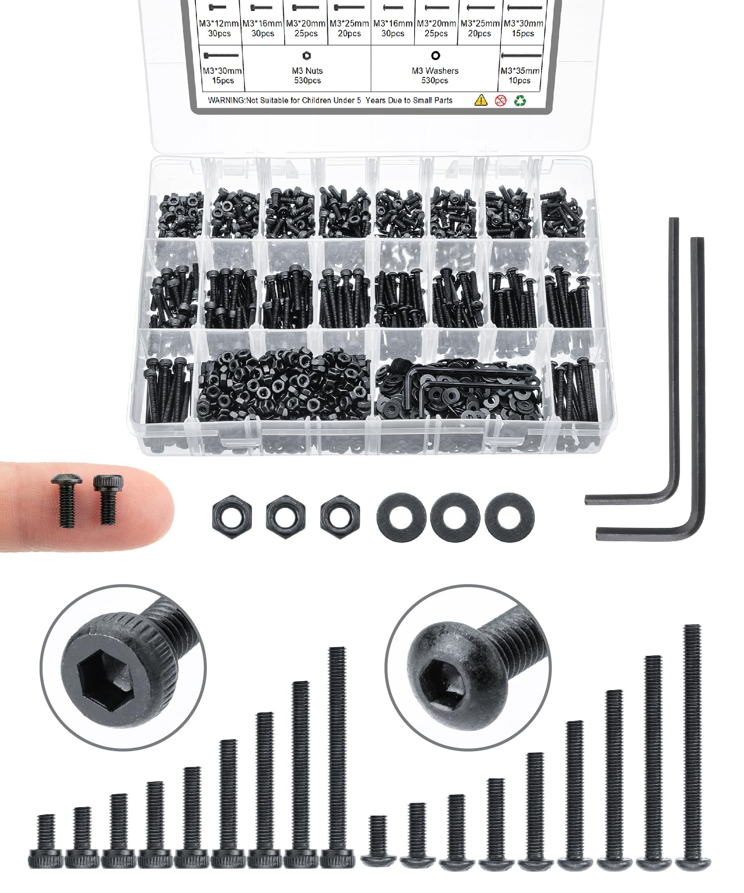 Kit De Sortimento Mr. Pen Nuts And Bolts M3 1590 Unidades