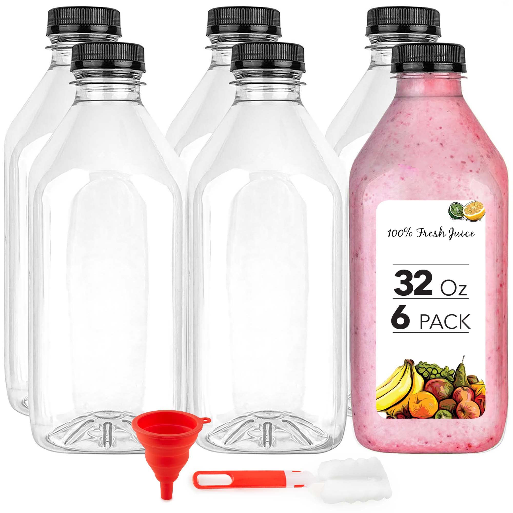 Garrafas De Suco Estocam Sua Casa De 32 Onças (950 Ml) Com 6 Cápsulas