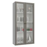 Cristaleira Suspensa 70 Cm 2 Portas De Vidro Vik Madesa Branco/cinza