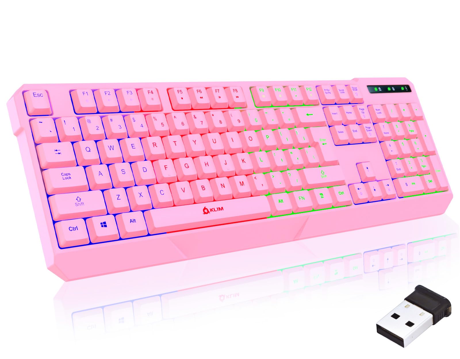 Teclado Klim Chroma Wireless Gaming Rgb Rosa