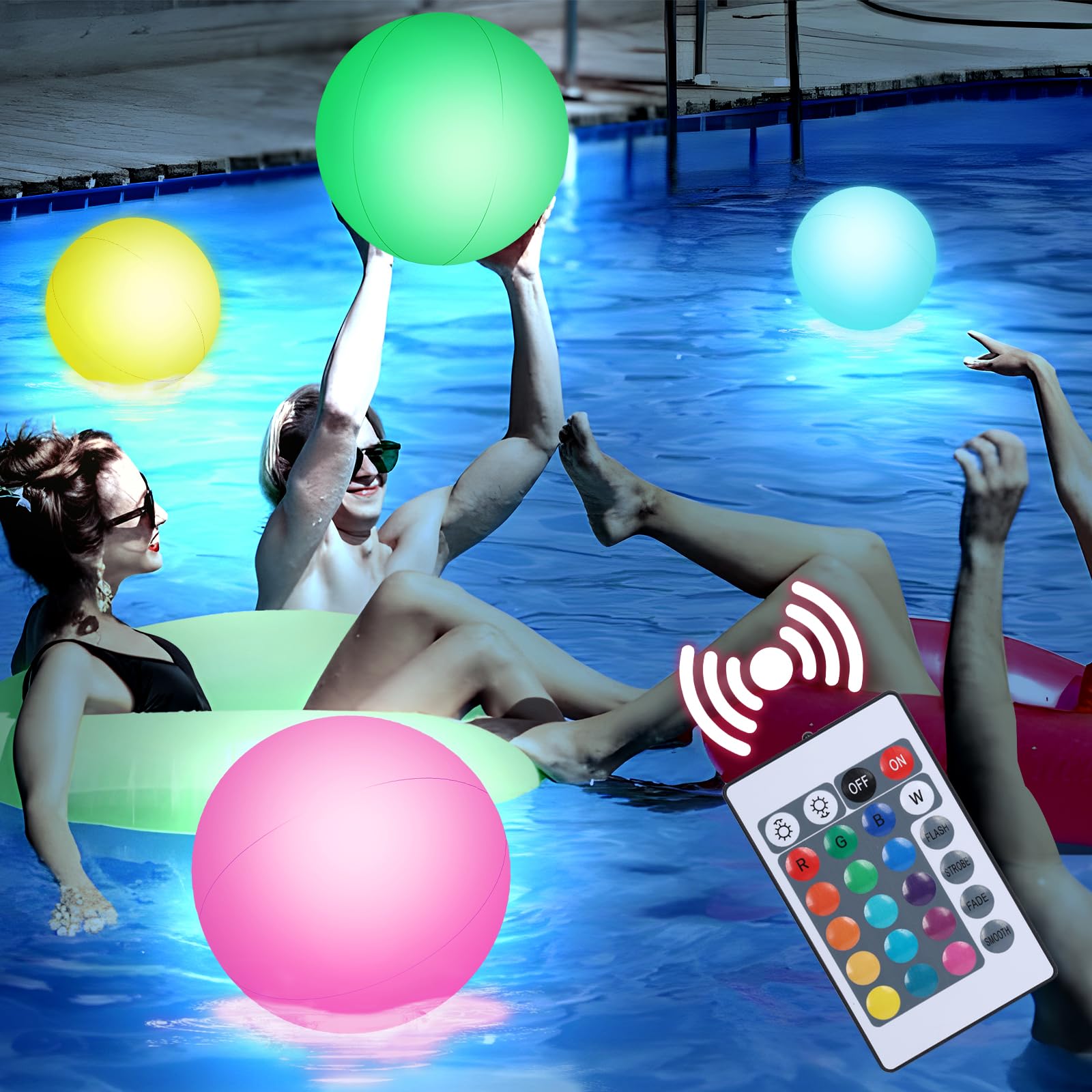 Beach Ball 3 Lontras Light Up De 16 Polegadas Com Controle Remoto, 3 Unidades