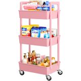 Organizador De Carrinho Rolante Pipishell De 3 Camadas De Plástico Rosa