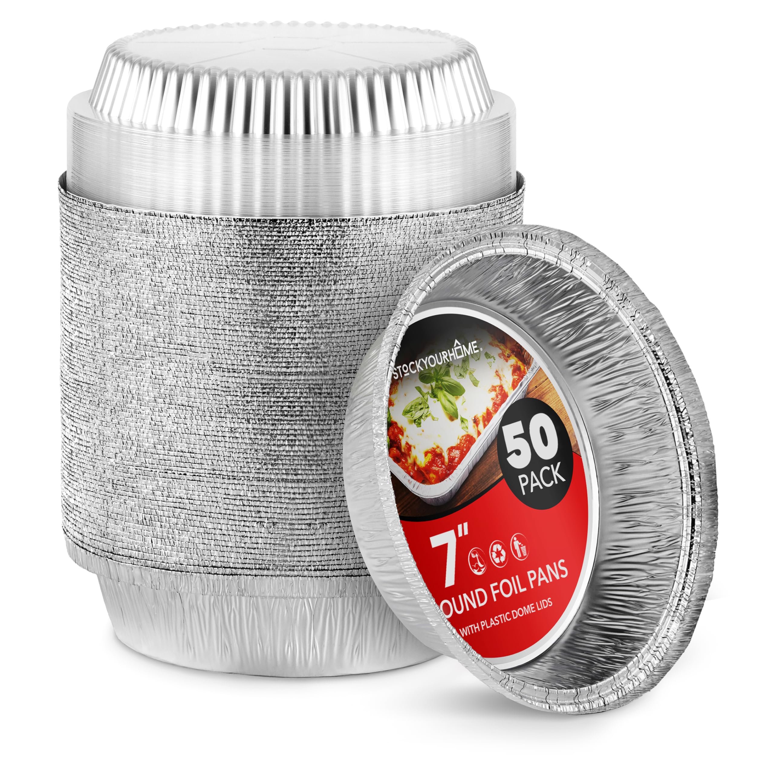 Bandeja De Alumínio Descartável Para Sua Casa, Redonda De 7 Polegadas (pacote Com 50)
