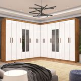 Closet Casal Duplo Rubi Premium 16 Portas C/espelho 8 Gaveta Cinamomo Branco