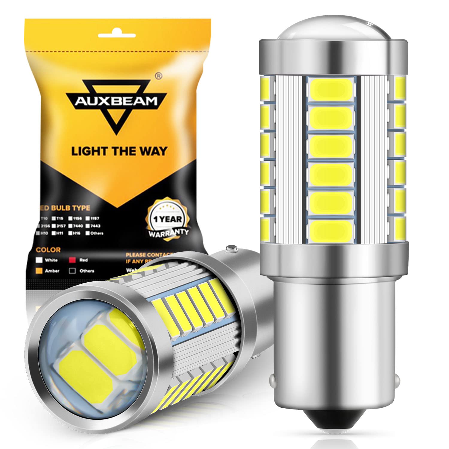 Lâmpadas Led Auxbeam 1156 Reverse Light 6500k Brancas P21w Ba15s