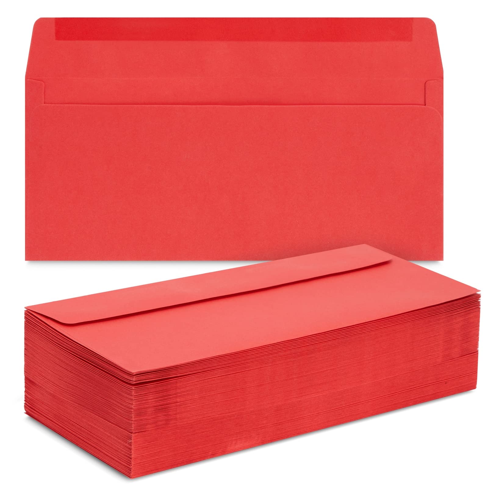 Envelopes Juvale #10 Vermelhos 4,125 X 9,5 Polegadas Para Enviar 100 Pacotes