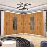 Closet Casal Duplo Rubi Premium 16 Portas C/espelho 8 Gaveta Branco Cinamomo