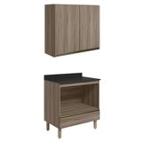 Armario Aereo Balcao Forno 80cm Mdf Kali Carvalho Toq Carvalho Toq Nicioli