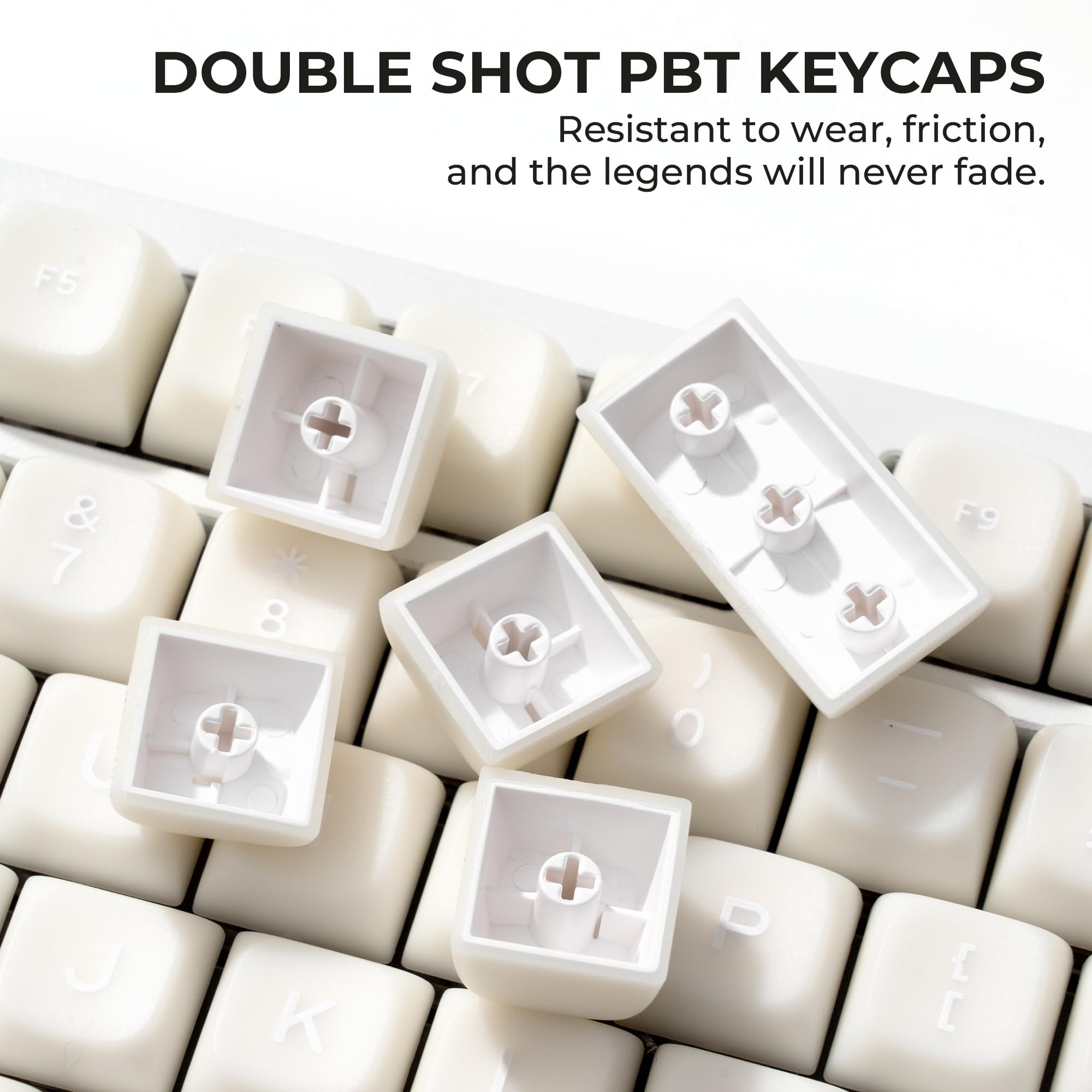 Conjunto De Teclas Gmkwtl Xvx White Jade Double Shot Pbt 132
