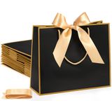 Sacos De Presente Silkfly Thank You 12x10x4" Com Alça, 12 Peças Pretas