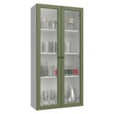 Cristaleira Suspensa 70 Cm 2 Portas De Vidro Vik Madesa Branco/verde
