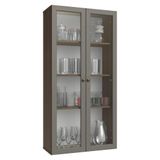 Cristaleira Suspensa 70 Cm 2 Portas De Vidro Vik Madesa Rustic/cinza