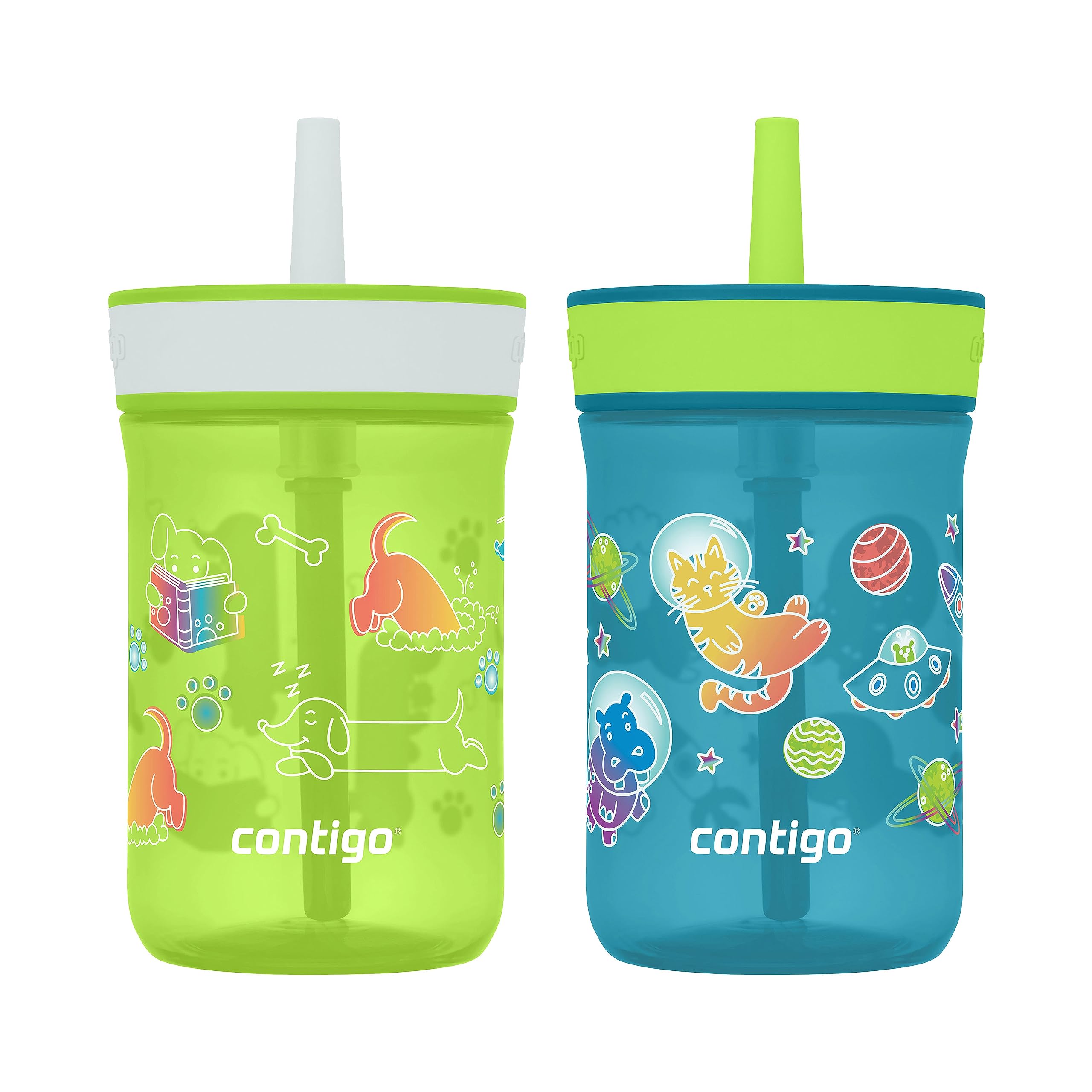 Copo Contigo Kids Leighton Straw 400 Ml Com Tampa À Prova De Derramamento