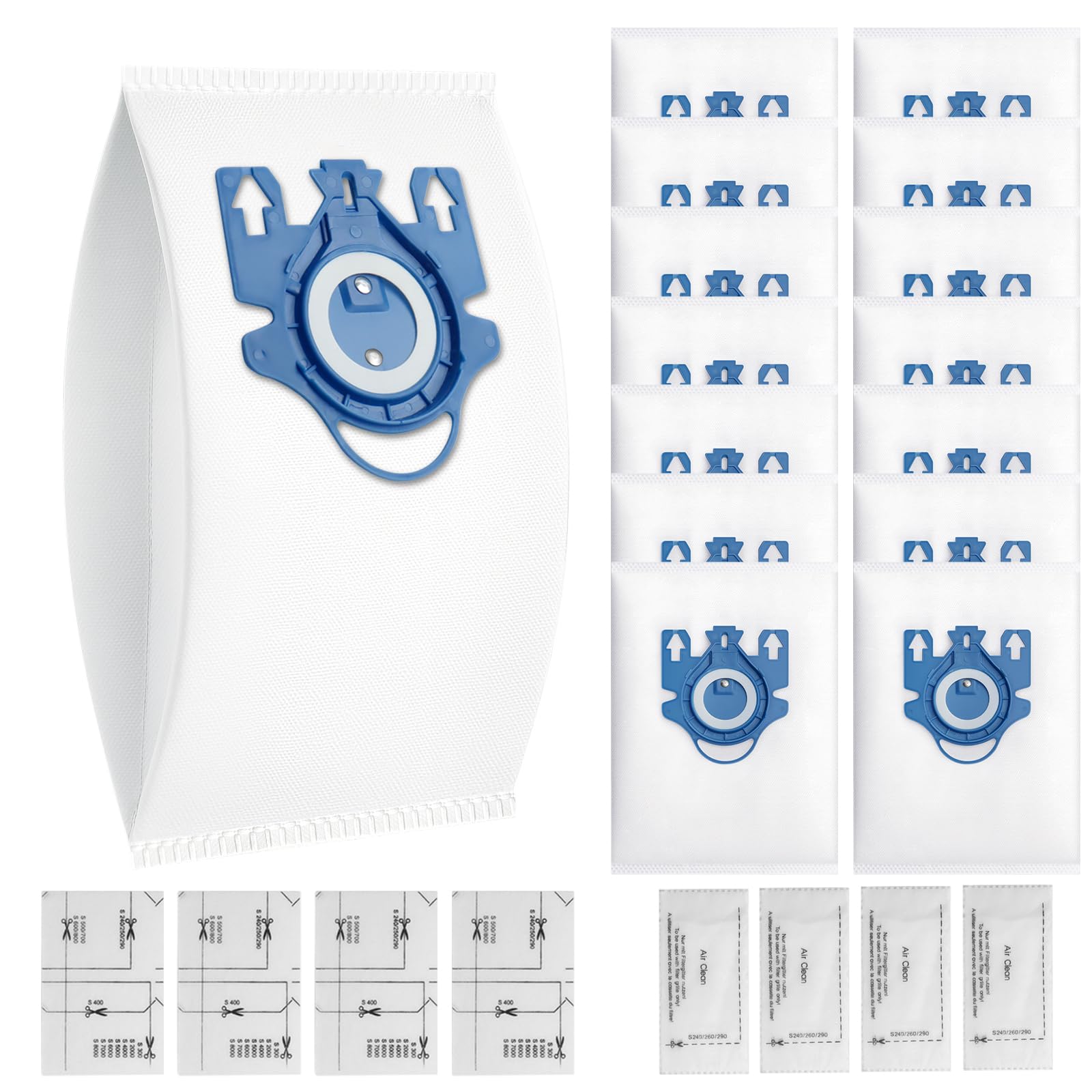 Sacos De Vácuo Bluearks 3d Airclean Gn, Pacote Com 14 Unidades Miele Vacuum