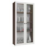 Cristaleira Suspensa 70 Cm 2 Portas De Vidro Vik Madesa Rustic/branco