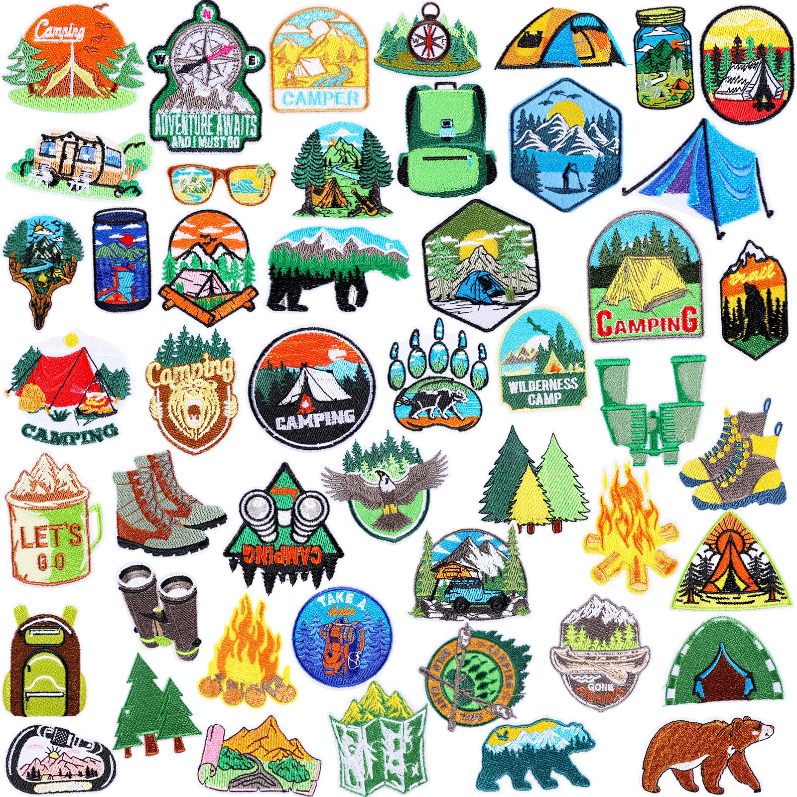 Iron On Patches Hotop Camping Theme Adventure 48 Unidades