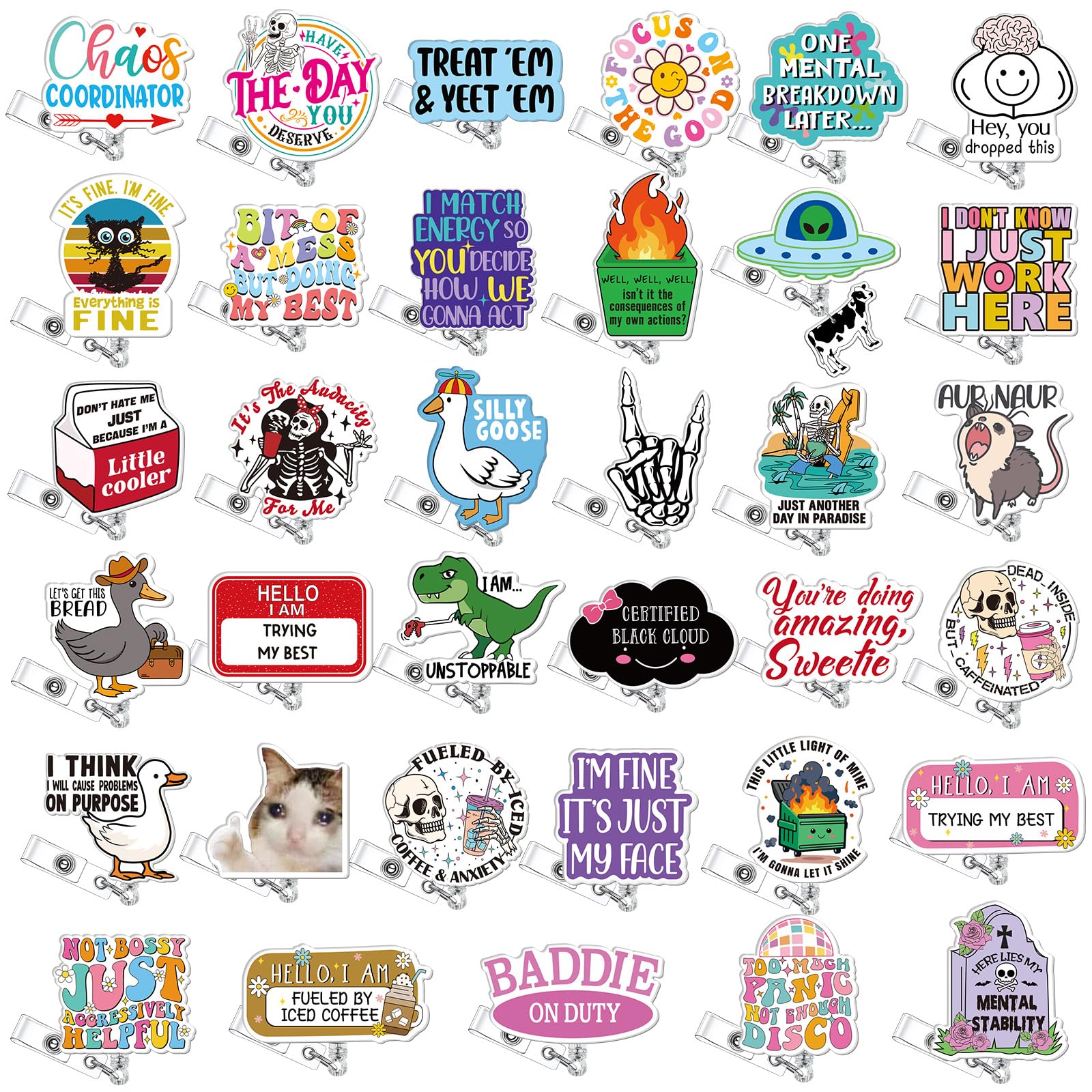 Funny Badge Reel Geyoga Cute Nurse Retrátil 36 Unidades