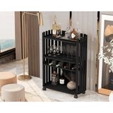 Aparador Luxo Prateleiras Com Adega Ripado 4110 Preto