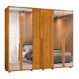 Guarda-roupa Casal Volpi Ripado 6 Portas 6 Gavetas 4 Portas C/ Espelho - 7 Decor Cinamomo