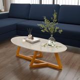 Mesa De Centro Sala De Estar Vintage Oval Off White