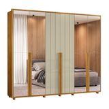 Guarda-roupa Casal Volpi Ripado 6 Portas 6 Gavetas 4 Portas C/ Espelho - 7 Decor Cumaru E Opala